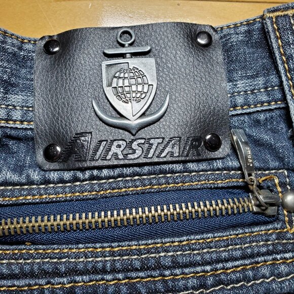 90s rocker Airstar high rise jeans with metal hardware, big pockets & zippers - Picture 13 of 15